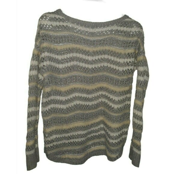 Jolt Women's Sweater Size S Striped Metallic Silver Thread Loose Weave - Picture 3 of 3
